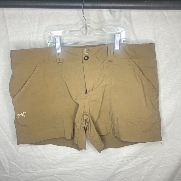 LOT OF 2 Arc'teryx Parapet womens nylon outdoor hiking shorts brown green 14 34W - Picture 2 of 11